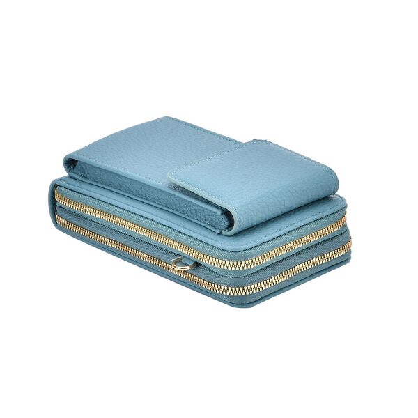 Crossbody-Handytasche mit RFID-Schutz und gemustertem Trageriemen, 19x6x11 cm, Türkis image number 7