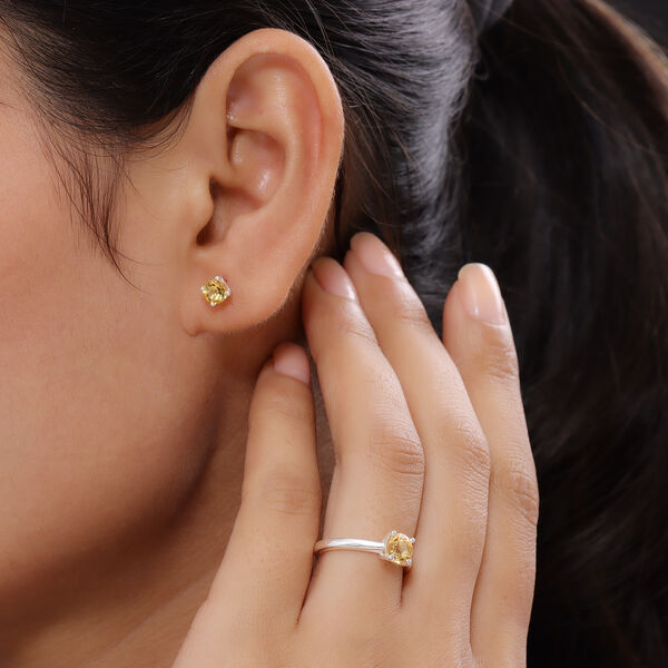 2er - Set Citrin Solit&auml;r-Ring und Ohrstecker, 925 Silber ca. 1,68 ct image number 3