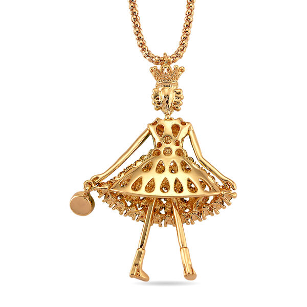 Mehrfarbiger Kristall Ballerina Anh&auml;nger mit Kette ca. 63.5 cm + 5 cm Extender, Legierung emailliert, Legierung Gelb image number 4