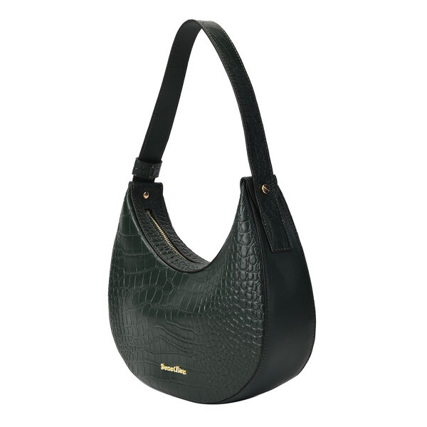 Sencillez Hobo Tasche aus echtem Leder, Größe 27x7x14 cm, Dunkelgrün image number 3