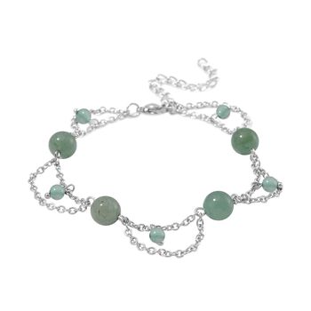 Gr&uuml;ner Aventurin Armband ca. 19 cm 316L Edelstahl ca. 20.00 ct