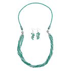 2er Set - grün Kristall, Weißer Kristall Halskette und Ohrringe 0.05 ct