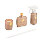 Kerzenset mit Duftstäbchen und Raumspray, Gold, 5 % Parfümanteil, Raumspray 100 ml, Duftkerze im weißen Glas mit 100 g Paraffinwachs, Duftnote: Champagner