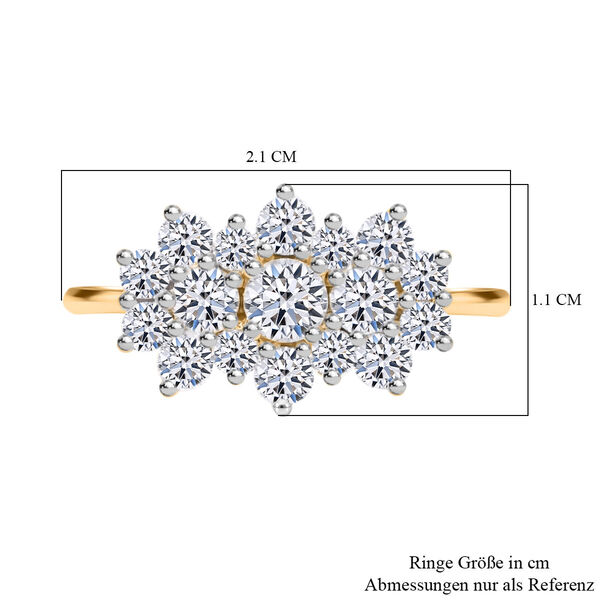 LUXURIANT SGL zertifizierter VS-EF Labor Diamant Ring, 925 Silber 750 Gelbgold Vermeil - 1 ct. image number 5