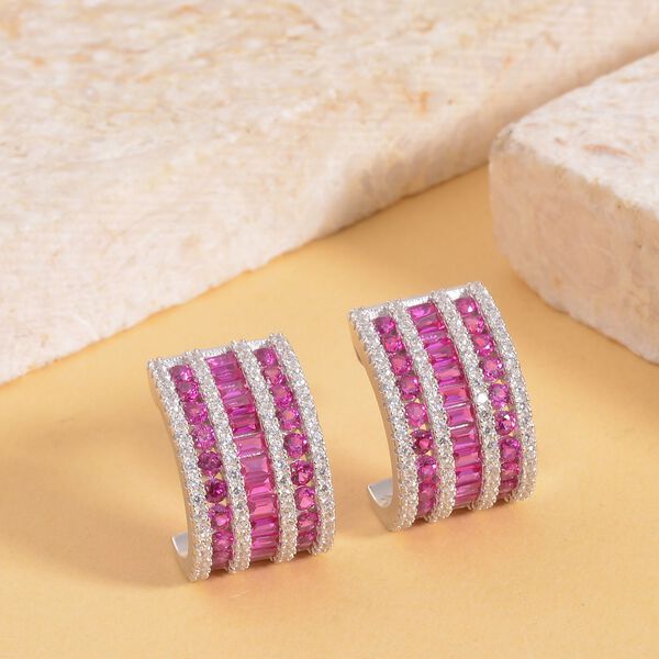 Rubin Zirkonia Ohrringe 925 Silber rhodiniert ca. 5,57 ct. image number 2