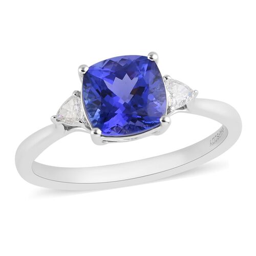 AAAA Tansanit, Weißer Diamant Ring 950 Platin (Größe 17.00) ca. 3,00 ct image number 0