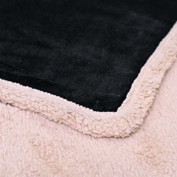 Superweiche Decke aus Sherpa und Flanell, Schwarz-Beige image number 4