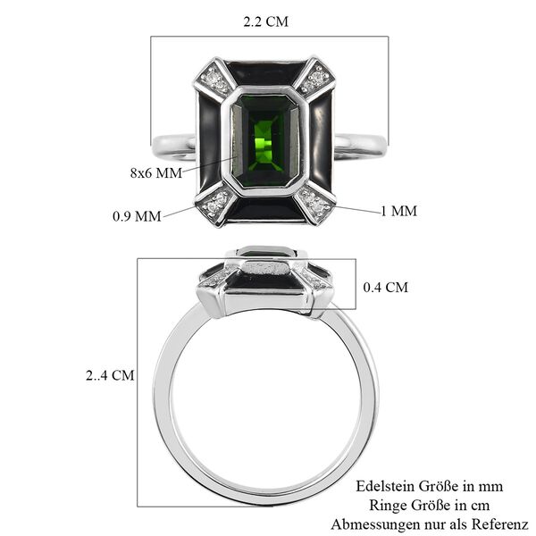 Natürlicher Chromdiopsid, Zirkon und emailliert Ring 925 Silber platiniert  ca. 1,27 ct image number 7