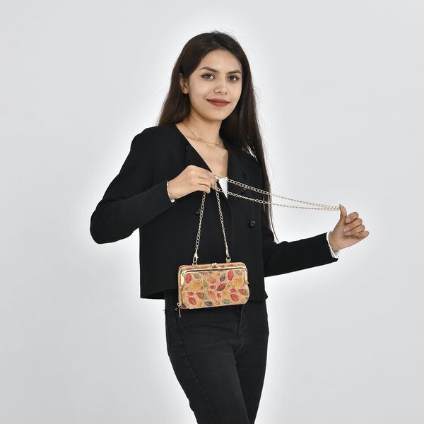 Crossbody Tasche aus Naturkork mit RFID-Schutz, bunte Blätter image number 2