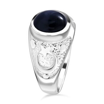 Stern blauer Saphir Ring 925 Silber rhodiniert (Gr&ouml;&szlig;e 21.00) ca. 3.11 ct