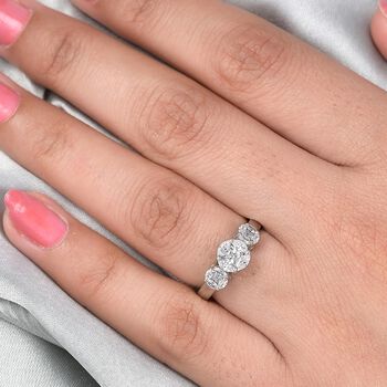 LUSTRO STELLA Hergestellt mit ZIRKONIA Ring 925 Silber Platin-&Uuml;berzug (Gr&ouml;&szlig;e 20.00) ca. 1,31 ct