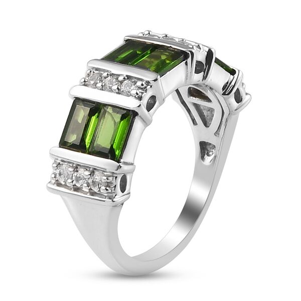 Natürlicher Chromdiopsid und Zirkon Ring 925 Silber platiniert  ca. 1,74 ct image number 4