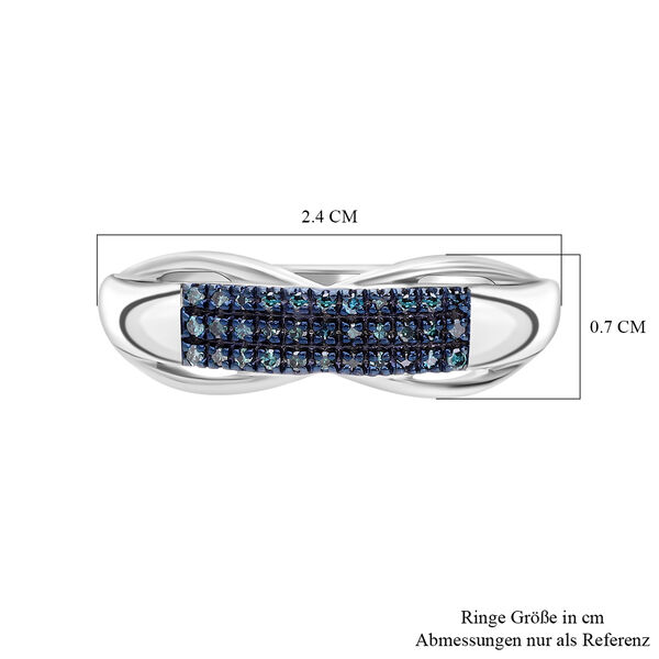 Blauer Diamant Ring, 925 Silber platiniert, (Größe 18.00), ca. 0.15 ct image number 2