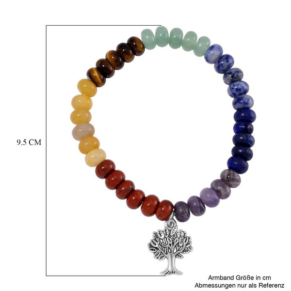 Flexibles Multi-Edelstein-Armband  mit Lebensbaum-Anh&auml;nger - 105 ct. image number 6