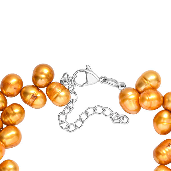 Golden gef&auml;rbtes S&uuml;&szlig;wasserperle Armband, 19+5cm image number 5