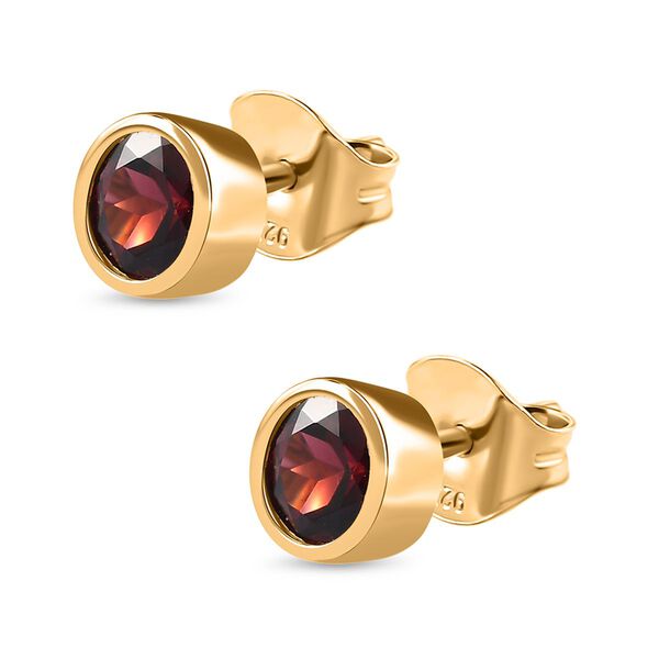 Rhodolith Granat Ohrringe, 925 Silber Gelbgold Vermeil ca. 1.19 ct image number 4