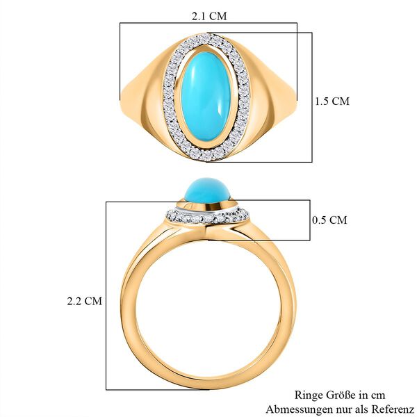 Amerikanischer, natürlicher Sleeping Beauty Türkis und Zirkon-Ring - 1,30 ct. image number 7
