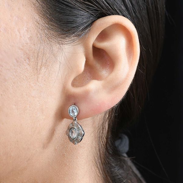 Himmelblauer Topas Ohrringe  Edelstahl ca. 2.19 ct image number 3