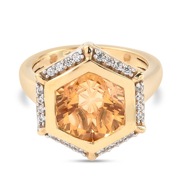 Citrin und Zirkon Ring 925 Silber vergoldet  ca. 4,33 ct image number 0