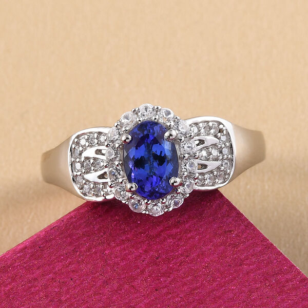 AAA Tansanit und Zirkon-Ring, 925 Silber platiniert  ca. 1,08 ct image number 2