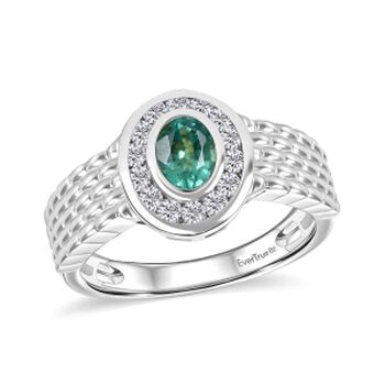 EVER TRUE AA Kagem Sambischer Smaragd, Wei&szlig;er Zirkonia Ring Reine Bronze (Gr&ouml;&szlig;e 17.00)