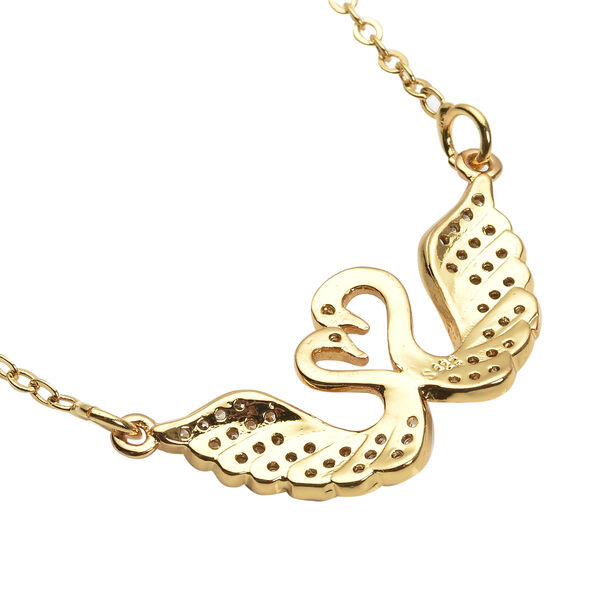 Weiße Zirkonia Schwan-Halskette, ca. 43 cm, goldfarben ca. 0,08 ct image number 5