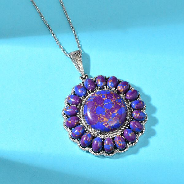 Lila T&uuml;rkis Anh&auml;nger mit 50cm Kette - 32,62 ct. image number 2