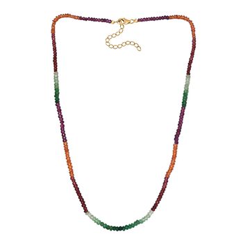 Tsavorite Granat, Lila Granat Halskette ca. 45 cm 925 Silber Gelbgold Vermeil ca. 60.00 ct