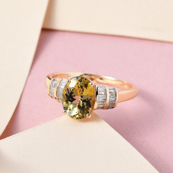 AAA nat&uuml;rlicher, goldener Tansanit und Diamant-Ring - 2,26 ct. image number 2