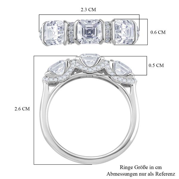 RADIANTA GRA zertifiziert Moissanit (D-VVS) Ring 925 Silber rhodiniert (Größe 17.00) ca. 2.06 ct image number 7