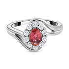Rosa Turmalin und weißer Zirkon-Ring, 925 Silber platiniert (Größe 17.00) ca. 0.97 ct