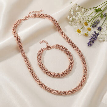 Byzantin 50cm Halskette und 19cm Armband in Ros&eacute;goldton