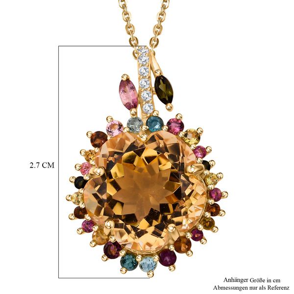 AA Citrin, Multi-Turmalin und Zirkon Anhänger mit 50cm Kette - 11,66 ct. image number 7