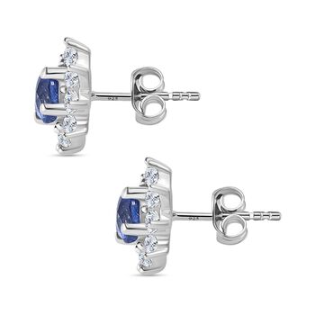 Tansanit und Zirkon Ohrstecker - 1,09 ct.