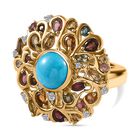 AA Sleeping Beauty Türkis, Mehrfarbig-Turmalin Ring 925 Silber Gelbgold Vermeil (Größe 17.00) ca. 4,84 ct image number 0