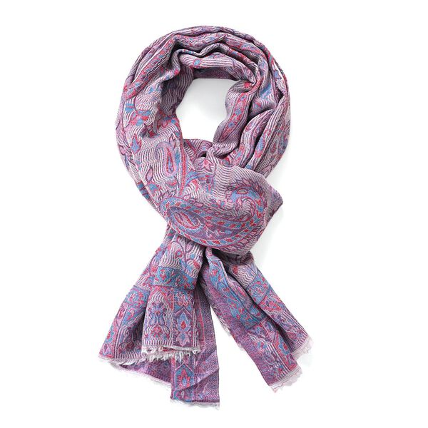 Luxuri&ouml;ser Merino-Seide Jacquard-Schal, 70 x 200 cm, Lilac image number 4