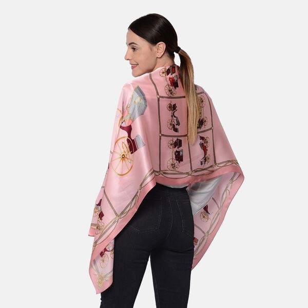 LA MAREY: Bedruckter Schal aus 100% Maulbeerseide, inkl. Geschenkbox, Rosa&nbsp; image number 2