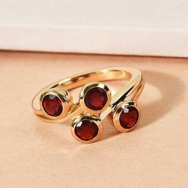 Mexikanischer Kirschfeuer-Opal-Ring, 925 Silber Gelbgold Vermeil  ca. 0,72 ct image number 2