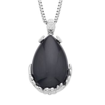 Schwarzer Glasachat Schmuckset ca. 50 cm 316L Edelstahl ca. 55,00 ct.