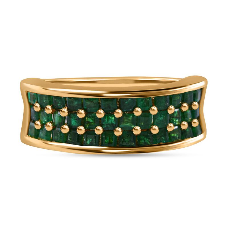 AA Kagem Sambischer Smaragd Ring 925 Silber Gelbgold Vermeil (Größe 17.00) ca. 1,67 ct image number 0