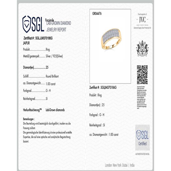 LUXURIANT SGL zertifizierter SI-GH Labor Diamant Ring - 1 ct. image number 8