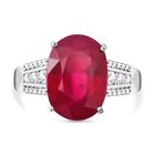 AAA Afrikanischer Rubin und Moissanit-Ring, 925 Silber platiniert (Größe 16.00) ca. 8,75 ct