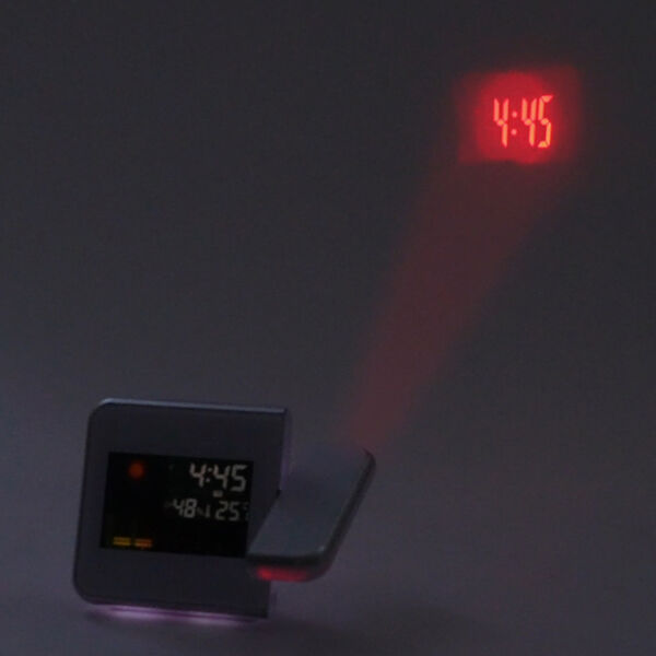 Laser Digital Projektionswecker mit Wetterstation, LCD Panel, 15x6,2x11 cm, 2xAAA Batterie (nicht inkl.), Weiß image number 3