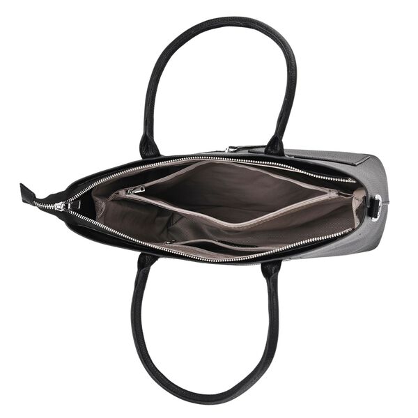 Echtleder Crossbody Tasche, mehrere Fächer, Reißverschluss vorne, 31 x 12.5 x 29 cm, Schwarz image number 6