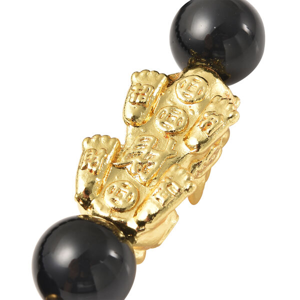 Feng Shui nat&uuml;rliches, schwarzes Obsidian-Armband, 19 cm, goldfarben ca. 108.50 ct image number 5