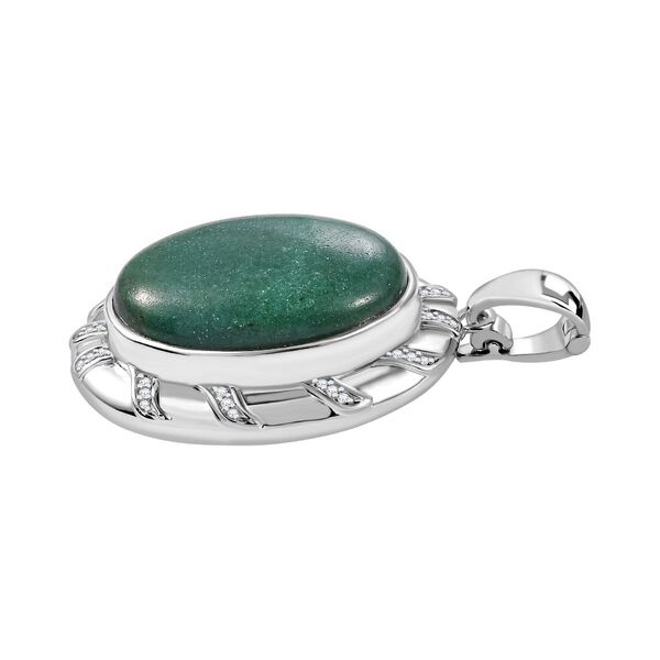 Grüner Aventurin und Zirkon Anhänger - 35,02 ct. image number 4