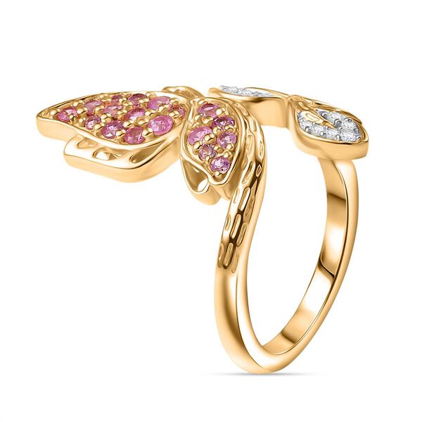 GP Trionfo Kollektion - AA Rosa Saphir Schmetterling Ring 925 Silber 750 Gelbgold Vermeil (Gr&ouml;&szlig;e 19.00) ca. 0.70 ct image number 4