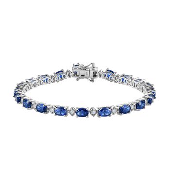 Kaschmir Kyanit und wei&szlig;es Zirkon-Armband, ca. 19 cm, 925 Silber platiniert ca. 13.02 ct