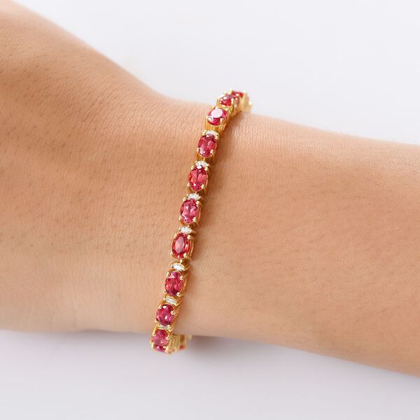 Empress Flame - D joy Lab Created Padparadscha-Saphir, Moissanit Armband ca. 19 cm 925 Silber 750 Gelbgold Vermeil ca. 15.11 ct image number 3