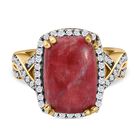 Norwegischer Thulit und weißer Zirkon-Ring, 925 Silber vergoldet (Größe 18.00) ca. 8.95 ct